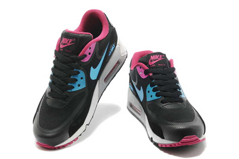 Nike Air Max 90 Chaussures Femmes Pre TAPE Bleu Noir Roses (3)
